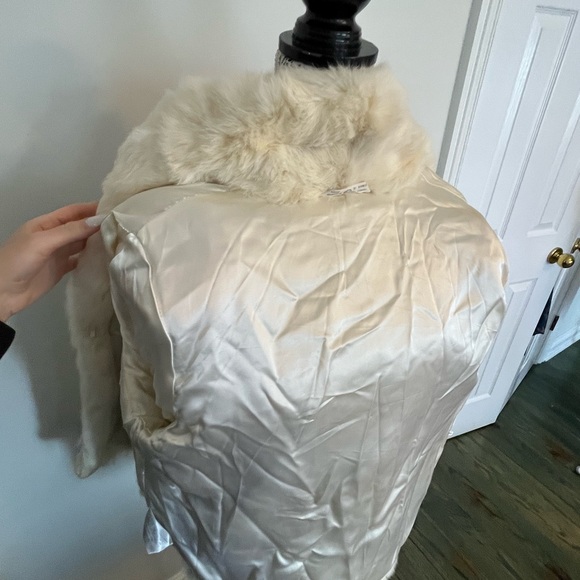 Cream white Rabbit Fur Women's Jacket - Picture 10 of 11